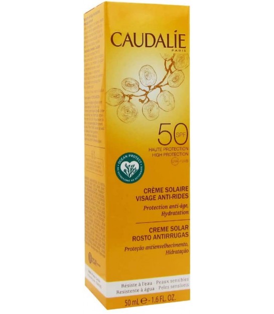 caudalie solaire creme visage anti rides spf50