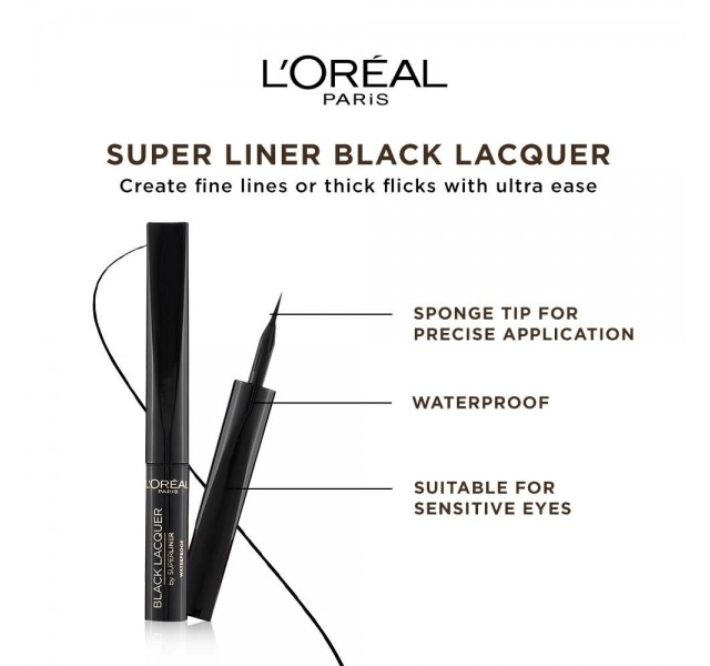 خط چشم ضد آب لورال L'Oreal Paris Super Liner Black Lacquer Eyeliner
